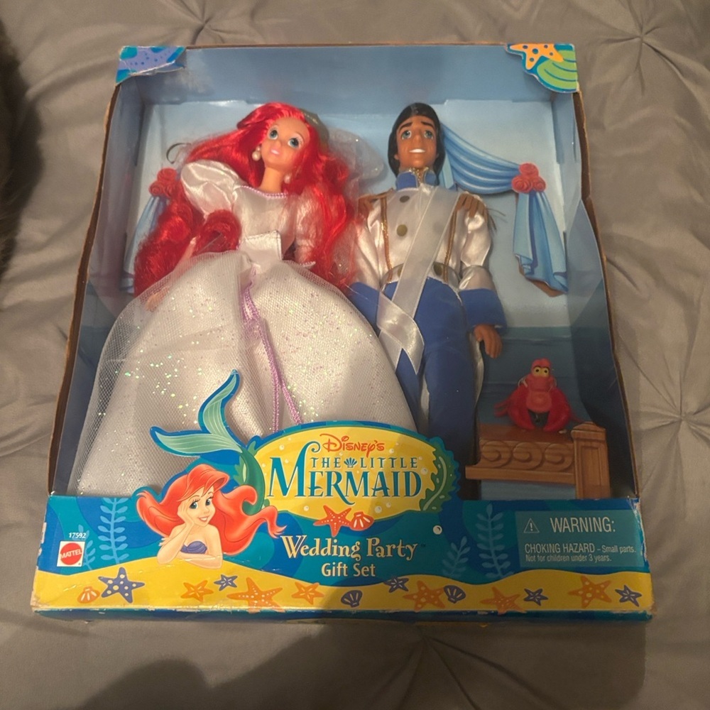 Disney Little Mermaid Wedding Gift Set Ariel Prince Eric Mattel 1997 Sealed box - Picture 6 of 6